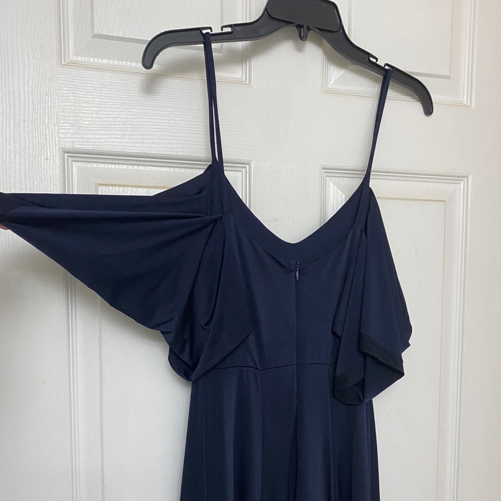 Navy Blue Off the Shoulder Maxi Dress - Picture 2 of 5